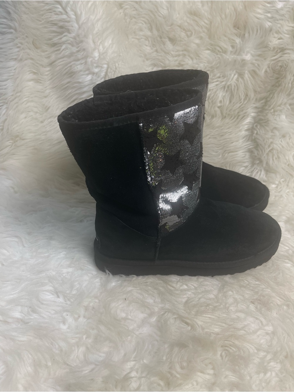 UGG classic black suede Sequin Star Mid-Calf Boots SZ11